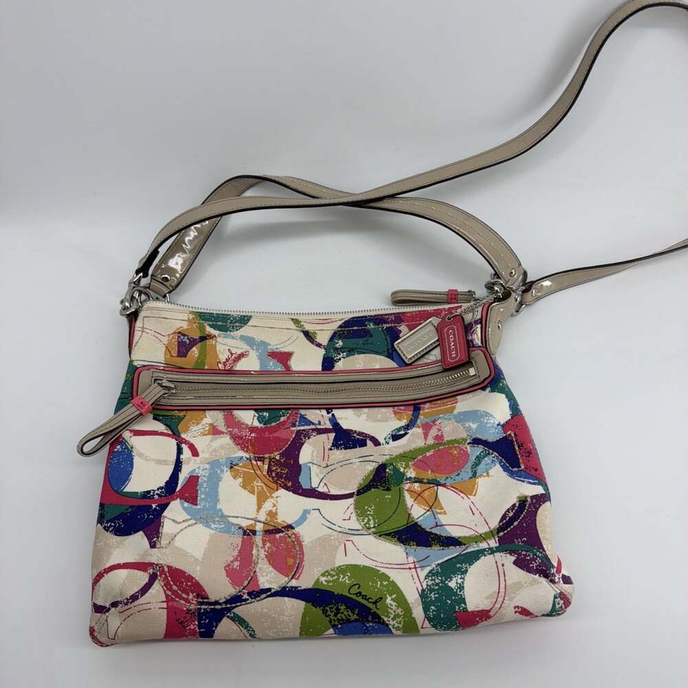 Y2K COACH Poppy Ikat Hippie Shoulder Bag Crossbody Canvas Scattered “C”